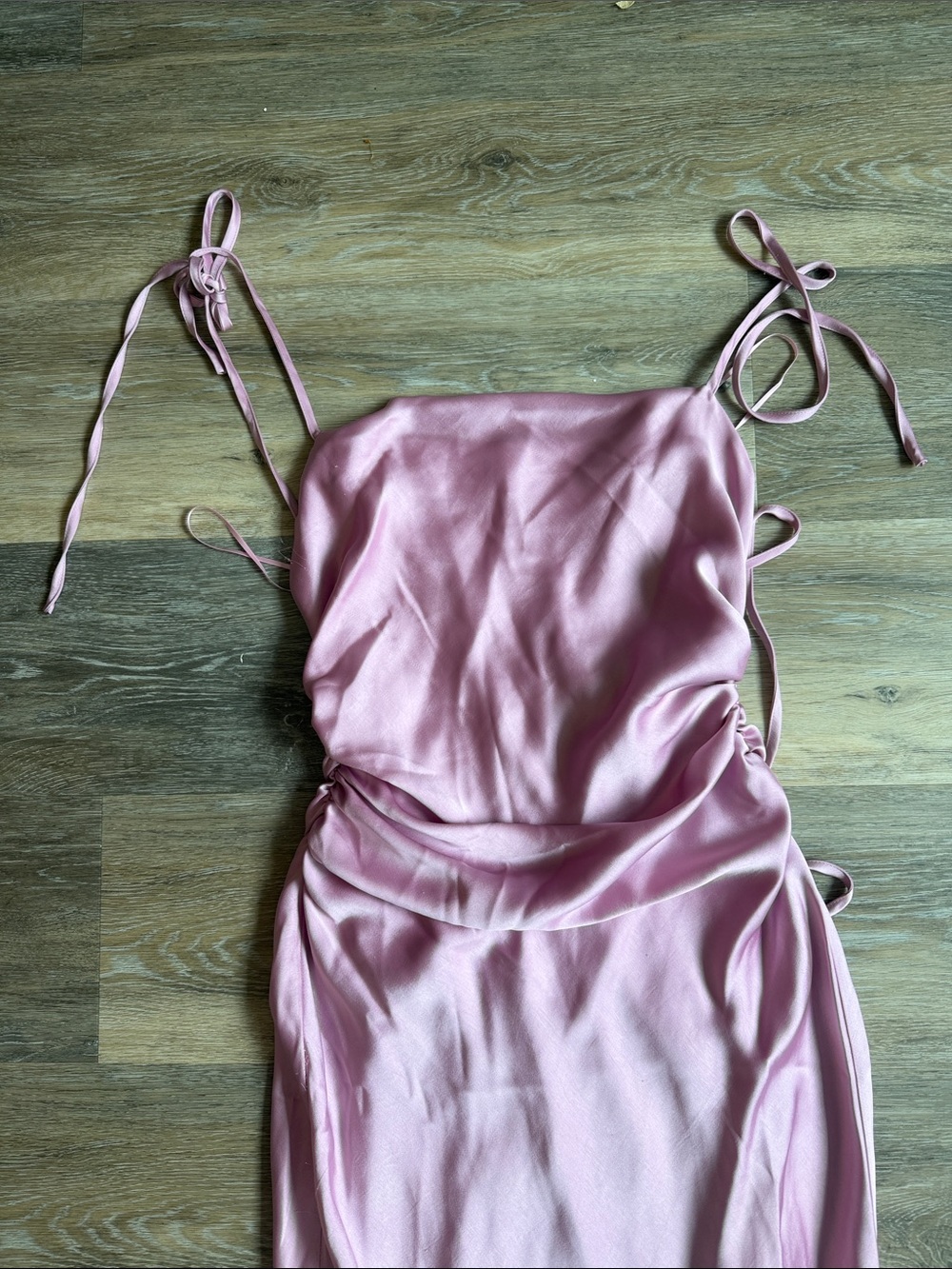 Anthropologie Dusty Pink Satin Tie-Strap Maxi Dress - Picture 2 of 4